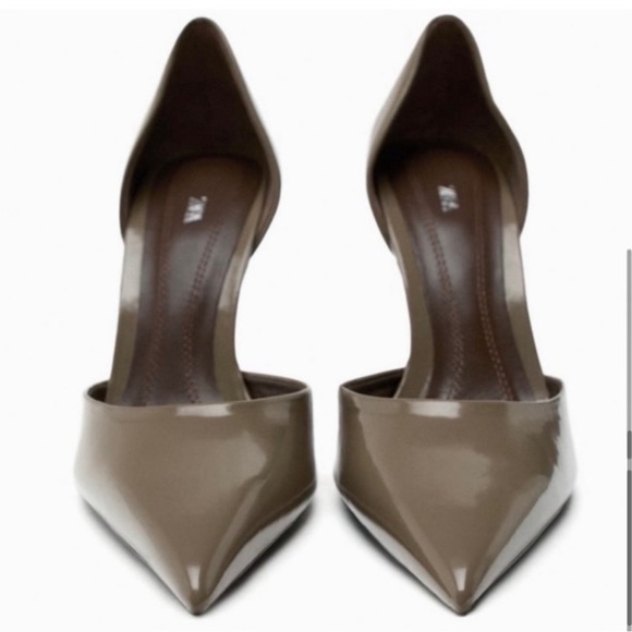 Zara Taupe Pointed Toe High Heel Court Shoes - Picture 7 of 10